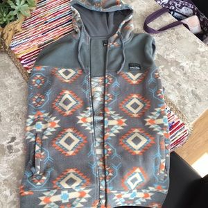 Hooded Fleece Vest- Aztec Print